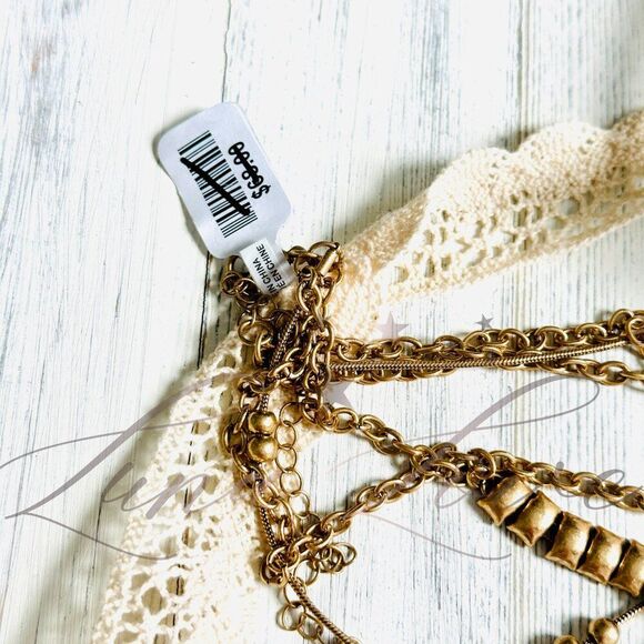 FREE PEOPLE Bring It Home Layered Necklace In Gold NWT - Picture 7 of 7